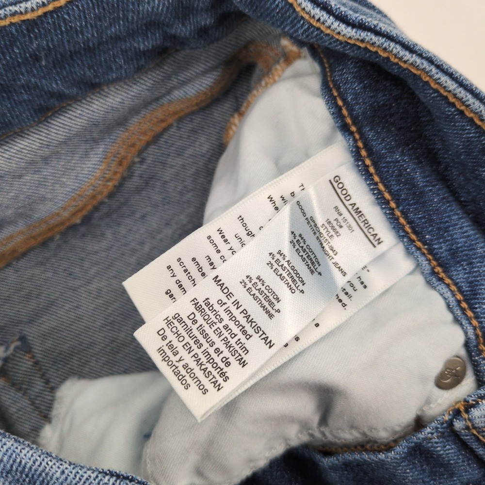 NWT Good American Good Petite Straight Fit Jeans Size 2/26 Mid Rise Blue 25.5" - Picture 8 of 10